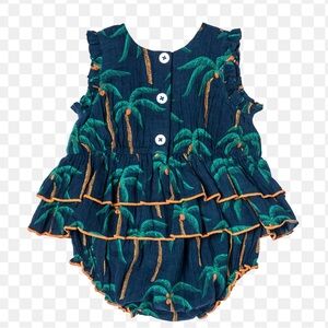 Pink Chicken Palm tree bubble 6/12/mo